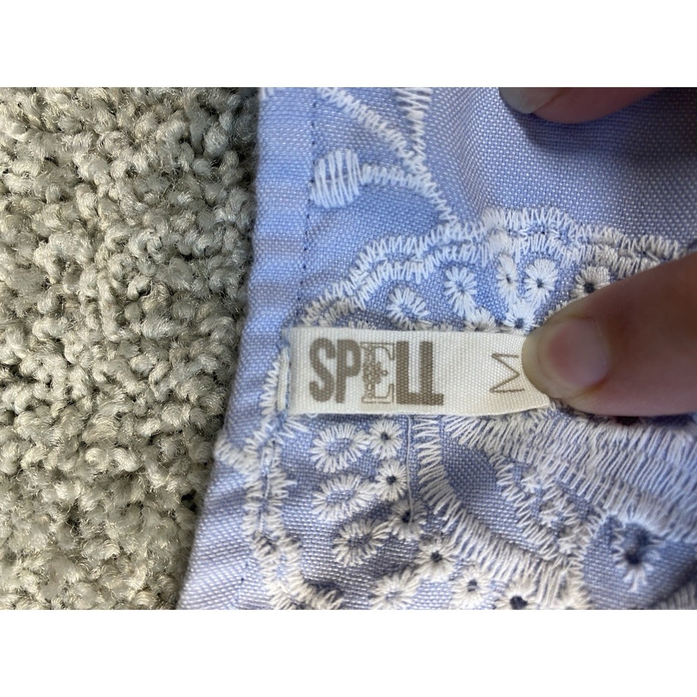 Spell & The Gypsy Womens Casablanca Chambray Embriodered Romper M Embroidered - Picture 5 of 11